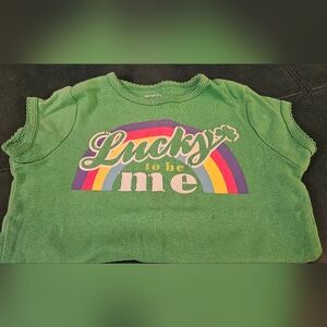 Carter's Lucky To BE Me! Green Kids Shirt with Rainbow Design